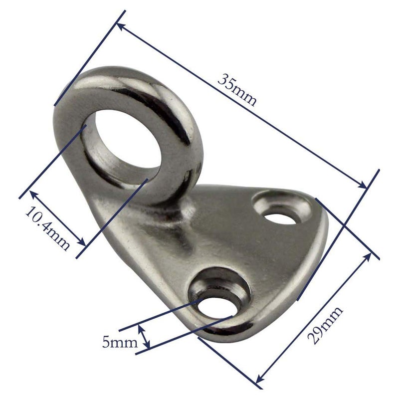 Flomore Fending Hook Marine Grade 316 Stainless Steel Pad Eye Fender Hook Boat Ship Hardware Come with Screws (Pack of 6) - Image 4